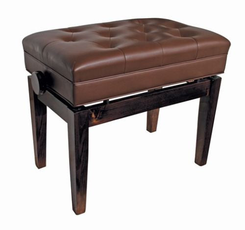 Piano Stool Wooden Bench Height Adjustable Storage Polished Walnut