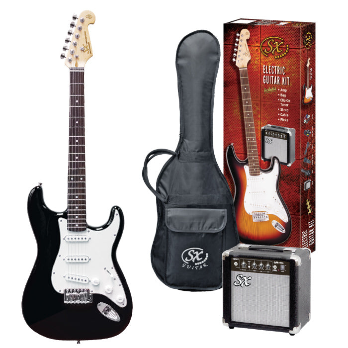 Gift Ideas | SX 4/4 Size Stratocaster Electric Guitar Kit - Black